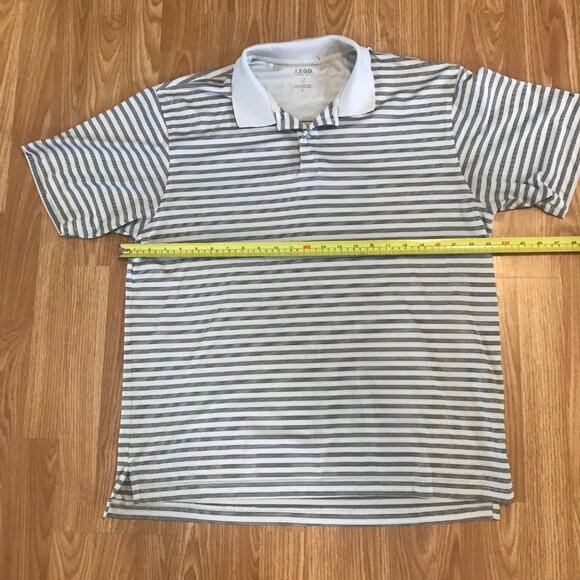 Izod Mens Cool FX Striped Polo Shirt Size L Gray & White Golf - Picture 6 of 6